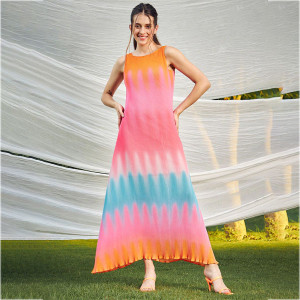 Women Pink and Blue Maxi Dress